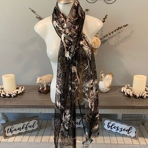 Betsey Johnson Elegant Black and White Floral Wrap